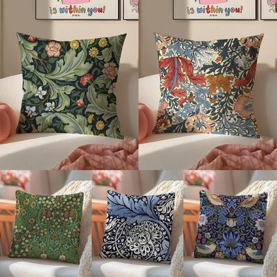 W-William M-Morris Cushion Cover Linen Pillowcase Cover Soft Decor For Sofa Home Room