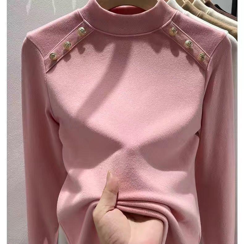 Women's Plush High-Neck Base Layer Top - Thickened, Warm, Stylish Innerwear for Autumn/Winter