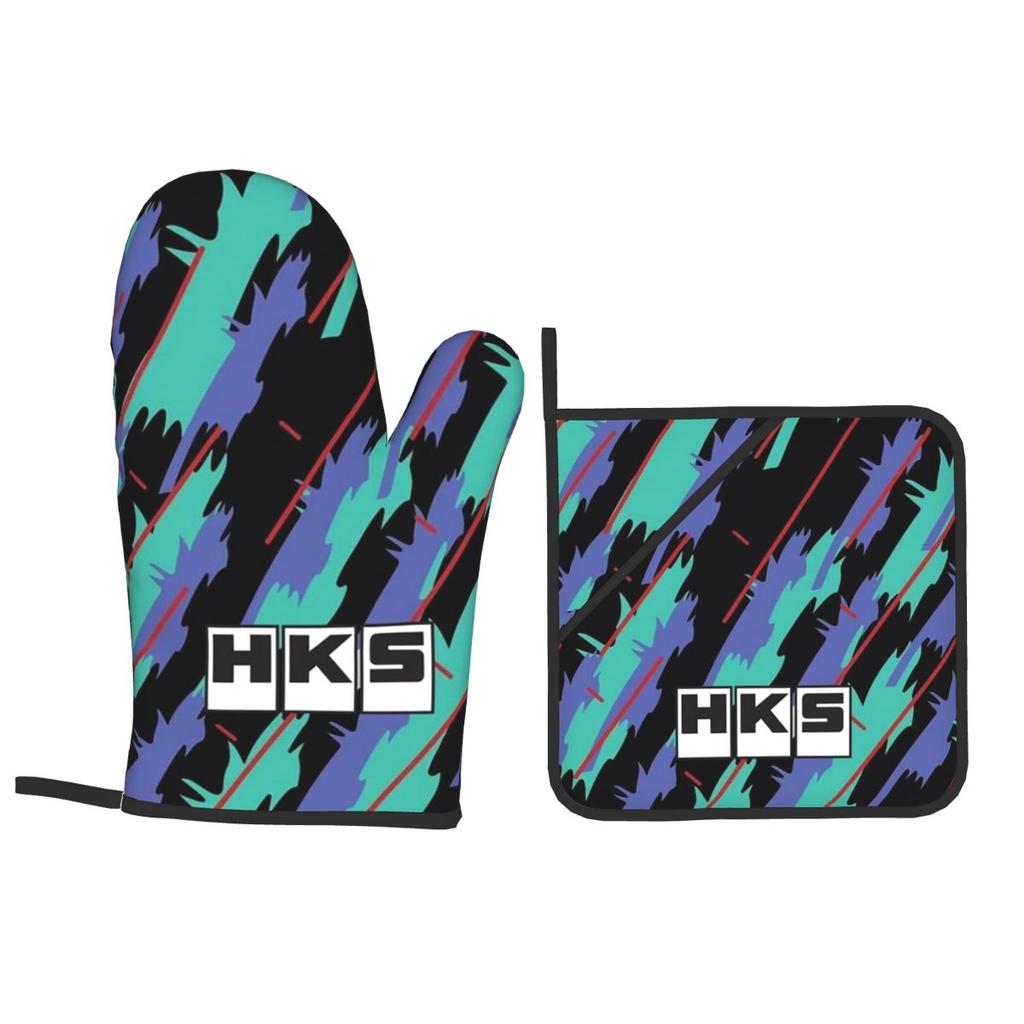 HKS Oven Mitts and Pot Holder Sets of 2 for Baking Kitchen Cooking Grilling Resistant Non-Slip Gloves