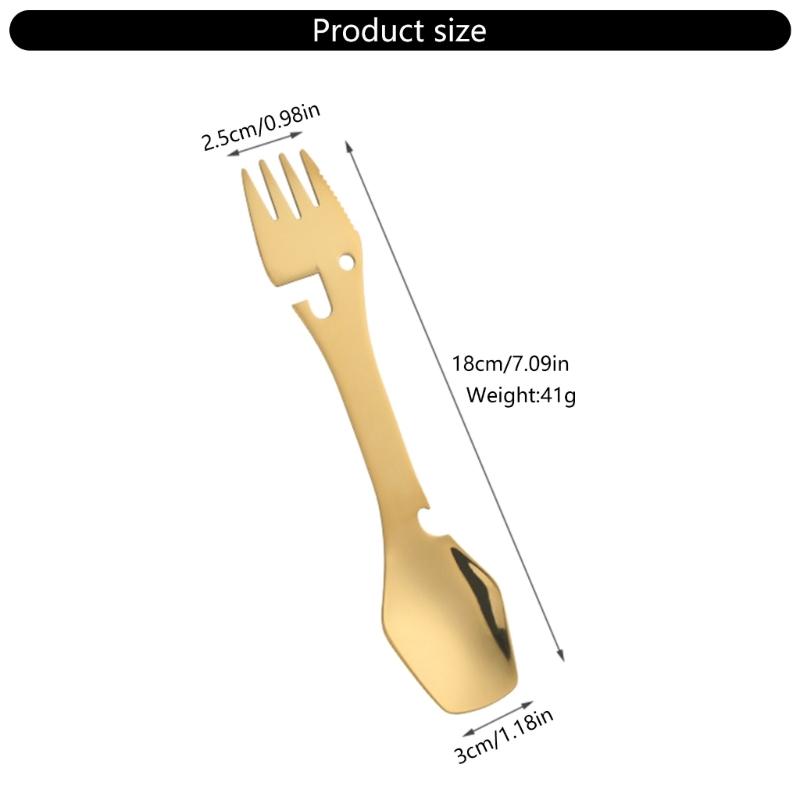 4in-1 Utility Stainless Spork Spoon Bottles Opener Fork Camping Utensils Multifunctional Outdoor Fork Spoon Tableware