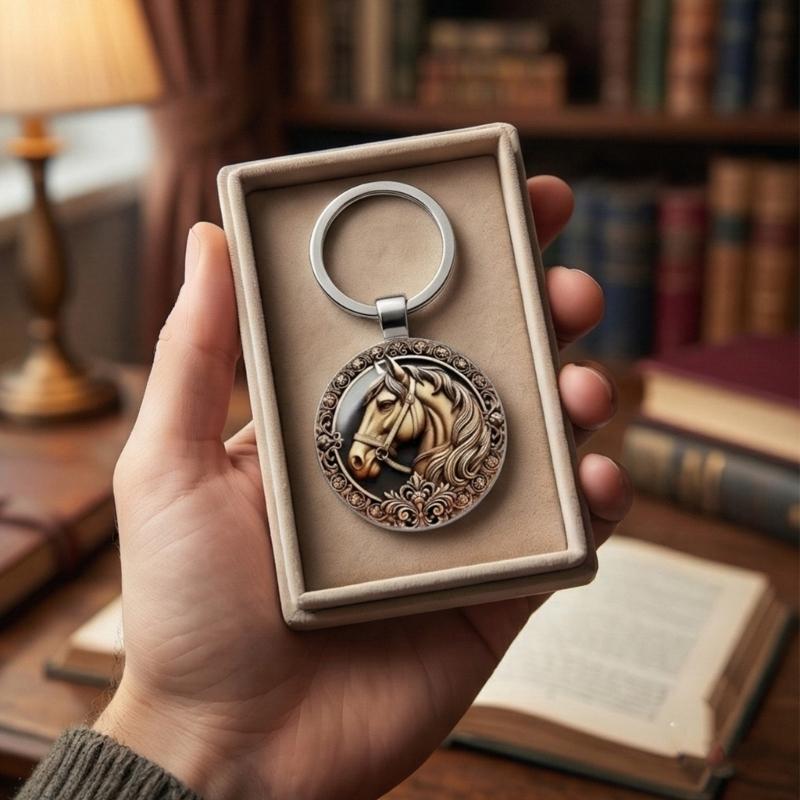 Alloy Horse Head Keychain Featuring Elegant Detailing Ideal for Equestrian Enthusiasts Stylish Decoration