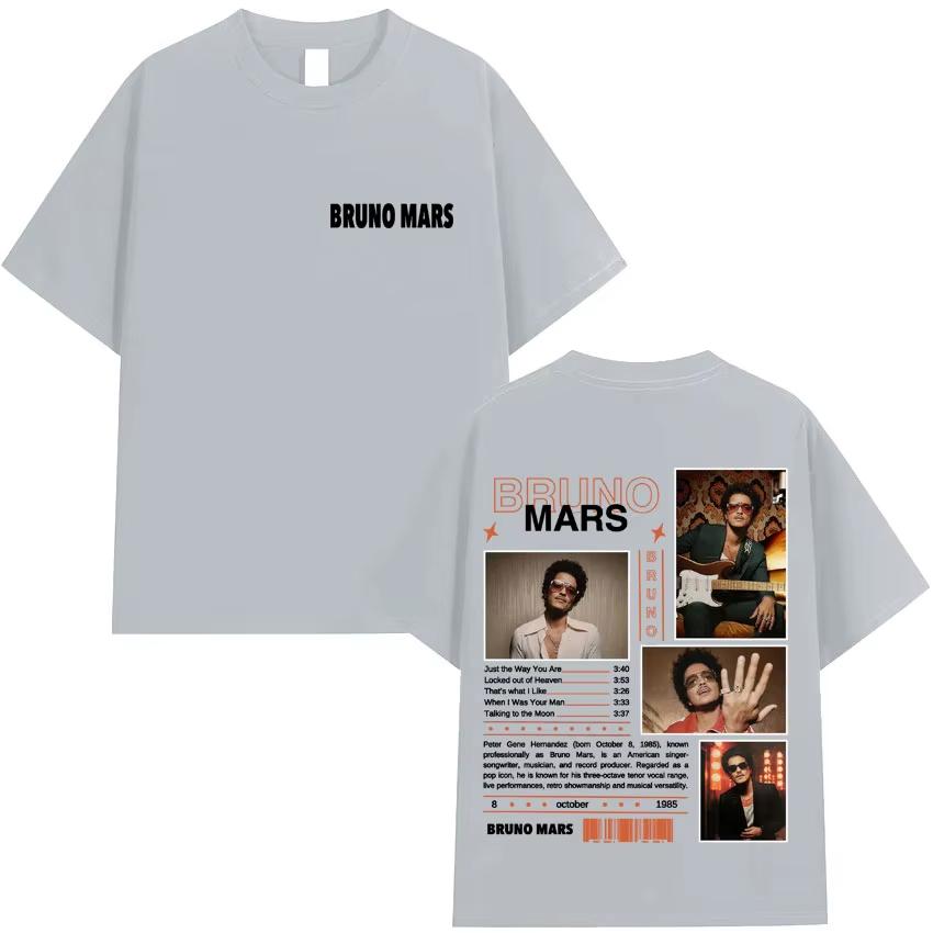 

Rapper Bruno Mars Tour 2026 Graphics Print T Shirt High Quality Unisexs Harajuku Tshirt Summer Cotton Tee Shirt Fans Gift 4XL