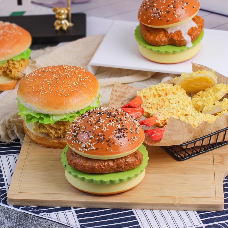 Big Burger Squishy Slow Rising Beef Hamburger Bread Squeeze Toy - Stress Release Hand Relax Toy Layered Slow Rebound