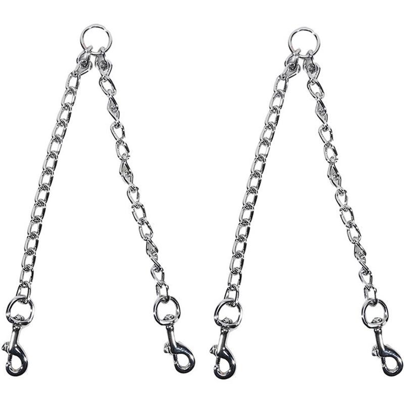 Two Way Stainless Steel Dog Leash Coupler Two In One Connect Chain For Walking 2 Pets Multi Size Safe Link Outdoor Puppy Walking