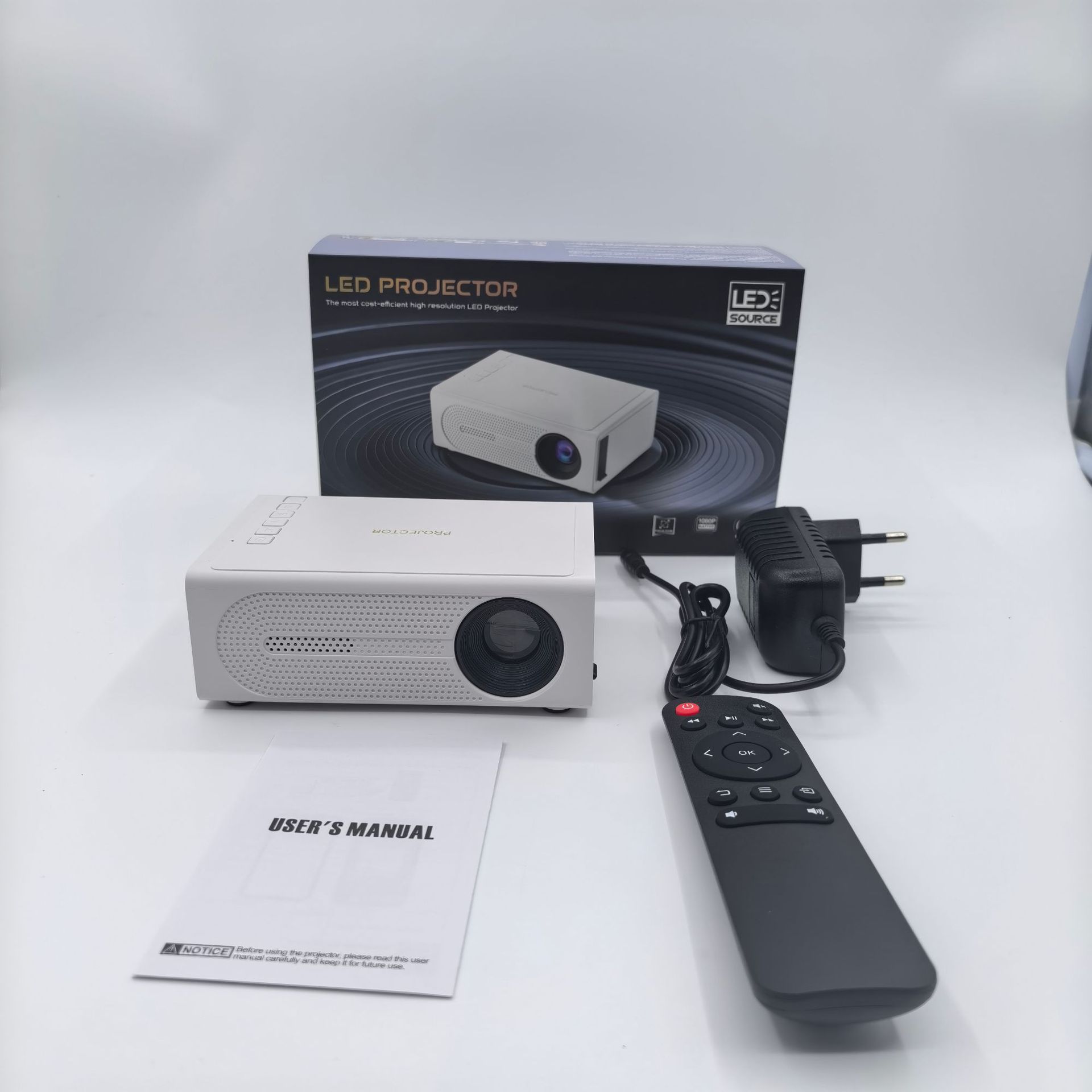 

Новый домашний мини-проектор Миниатюрный детский домашний Портативный Проводной Мобильный телефон Проектор с тем же экраном White European Rules