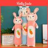 Super Soft Pink Big Eyed Carrot Rabbit Long Pillow Plush Toy For Kids Xmas Gift