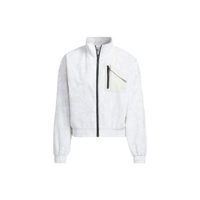 Originals Three Stripes Patch Pocket Stand Collar Front Zip Sports Jacket Women Jacket Gray HS9507