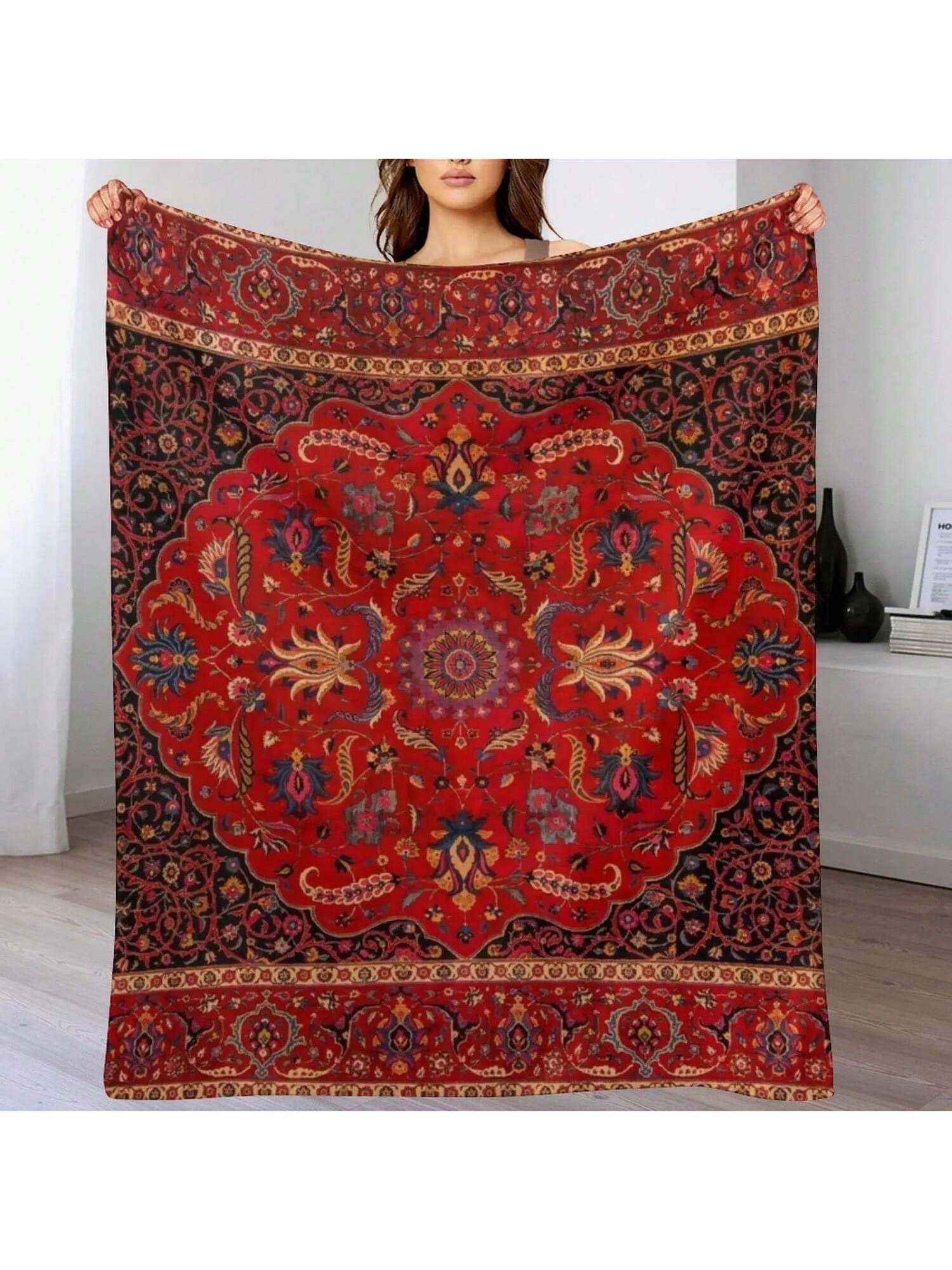 

Antique Persian Rug Throw Blanket Blankets For Bed Beautifuls Bed Camping Blankets 75X95CM серый