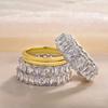 Huitan Brilliant S Ring Set with Sparkling Cubic Zirconia Luxury Wedding Jewelry Set for Women Fashionable Finger Accessories