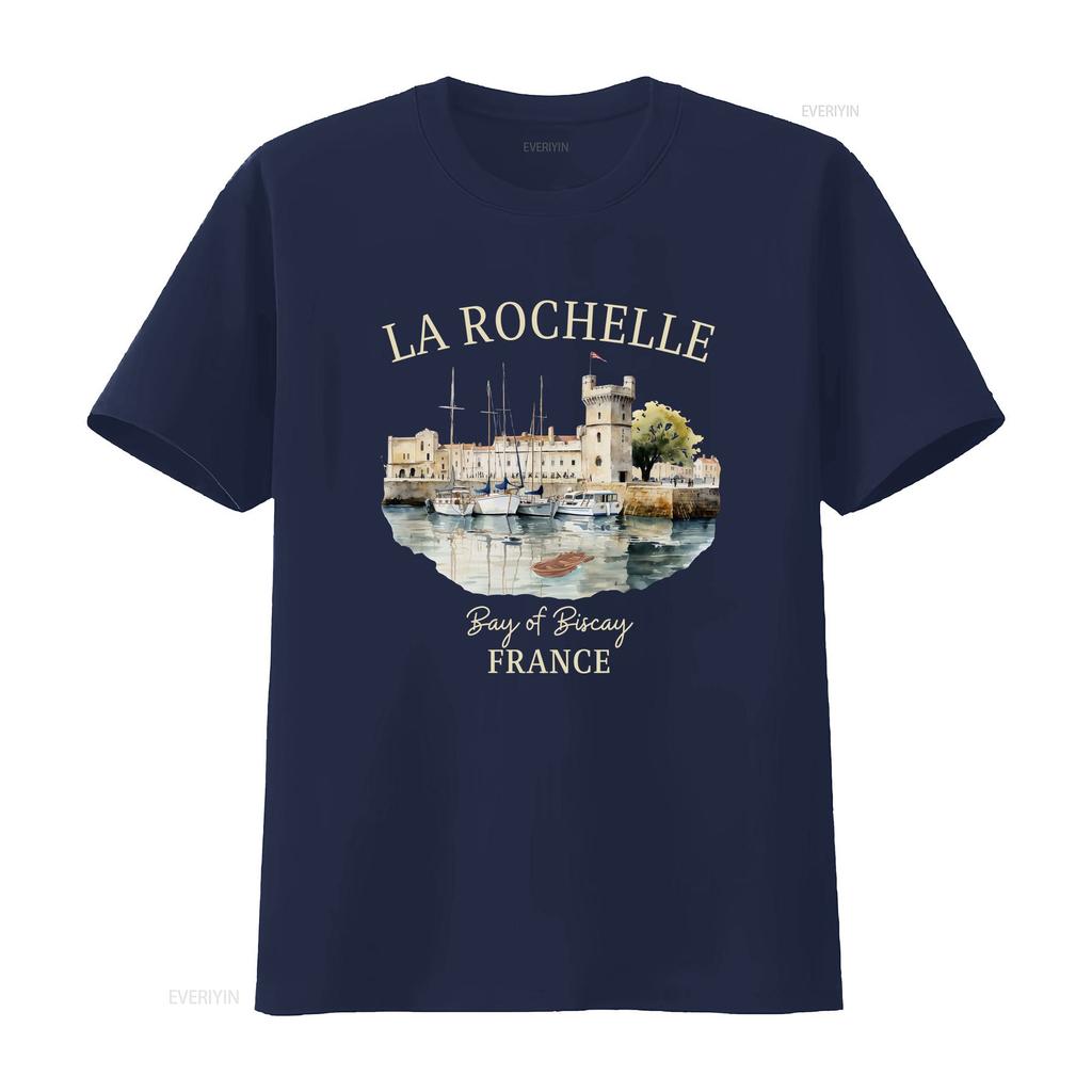 La Rochelle T-Shirt Weich Frankreich Urlaubsbekleidung Souvenir Vintage Gewaschen Vielseitiges Oberteil Für Den Alltag Dehnbar Atmungsaktiv