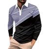 Colour Block Long Sleeve Button Down Top Sport Fitness Quick Dry Breathable Men's Polo Shirt