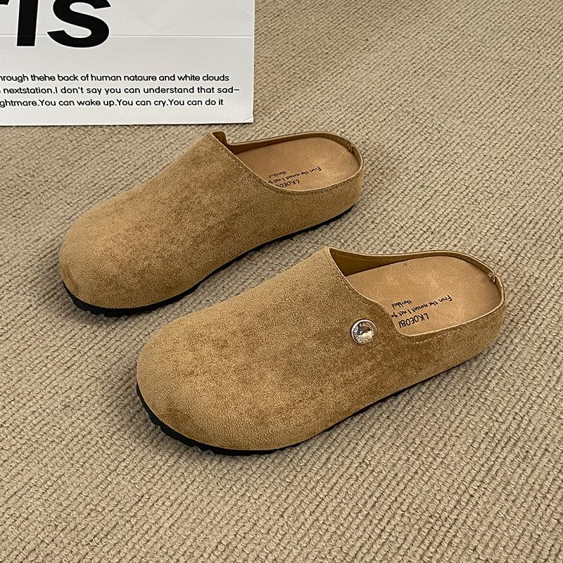 Fashion CRLAYDK Women's Footbed Mules Backless Slip On Casual Soft Suede Leather Shoes Comfortable Indoor and Outdoor Walking Slippers