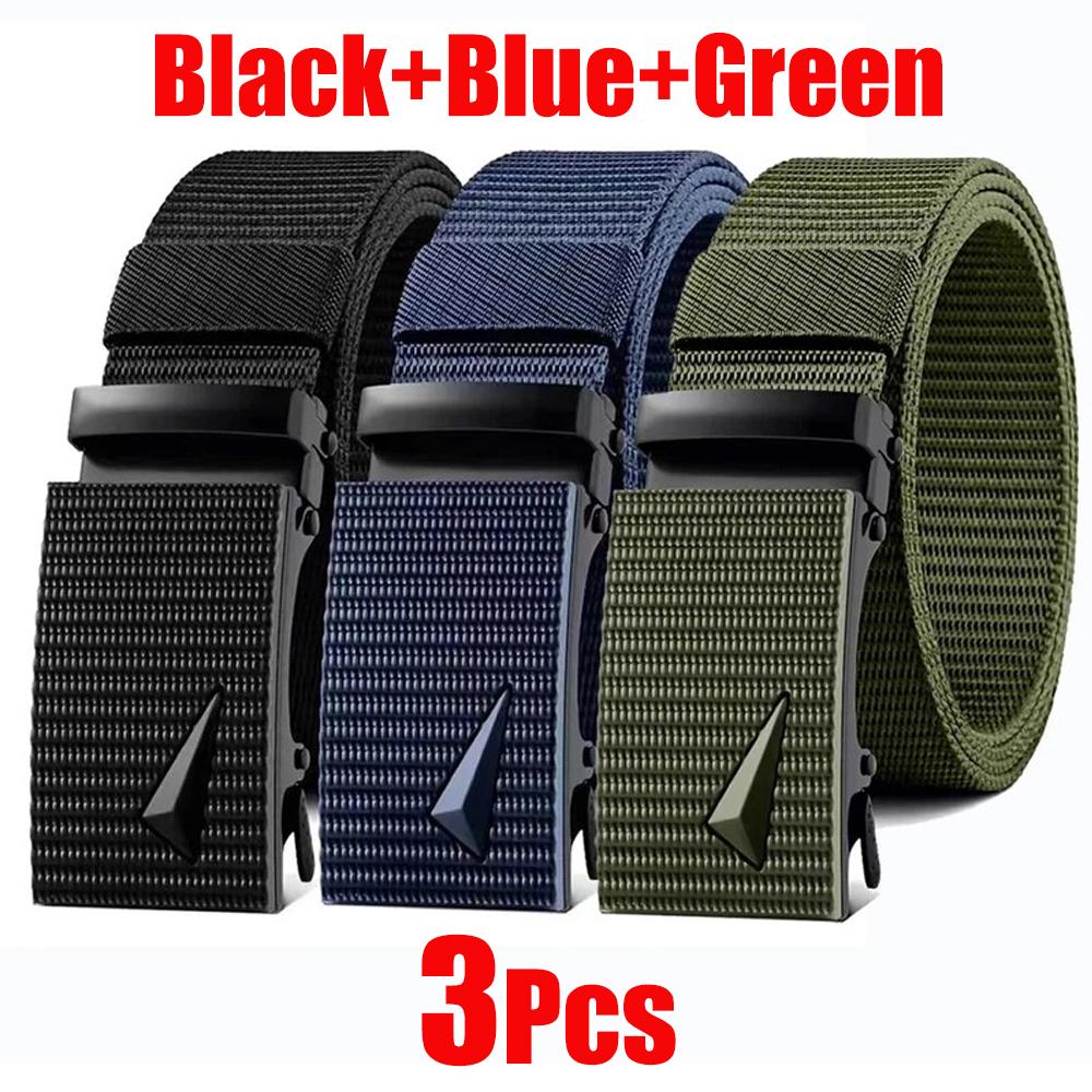 Newest Automatic Metal Buckle Tactical Belt Men's Canvas Military Belt Casual Golf Outdoor Training Pants Workwear Waist Belt