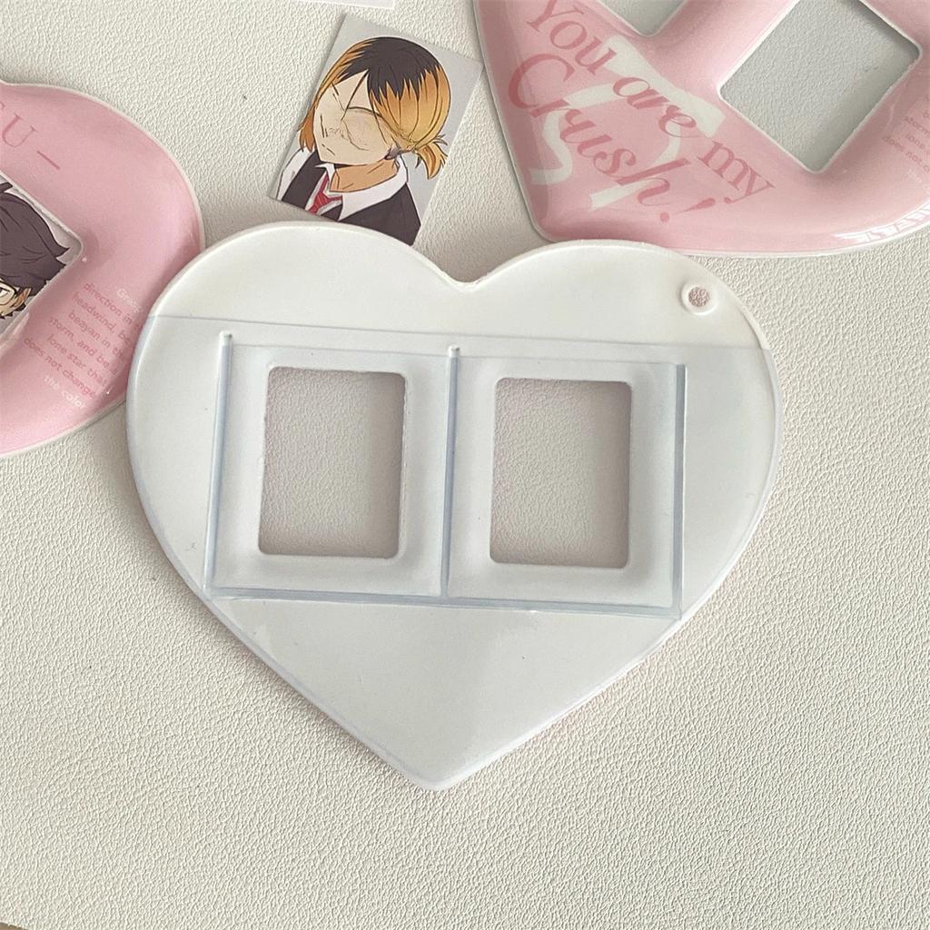 1PC Photo Sleeve Photocards Protector Heart Shaped Card Pocket Photo Frame Double Slot Photo Card Holder Pendant PVC Keychain