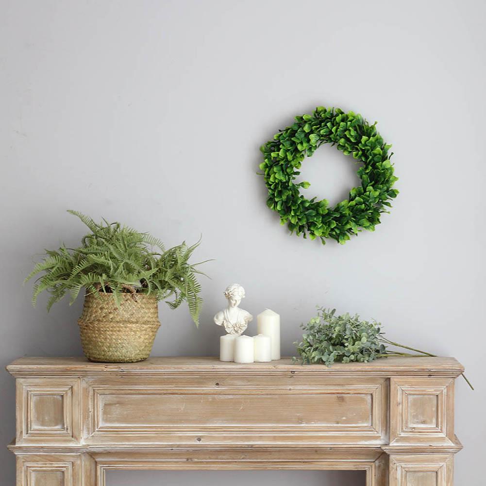 40cm Simulate Green Leaves Wreath Ornament Door Window Pendant for Wedding Chair Decor