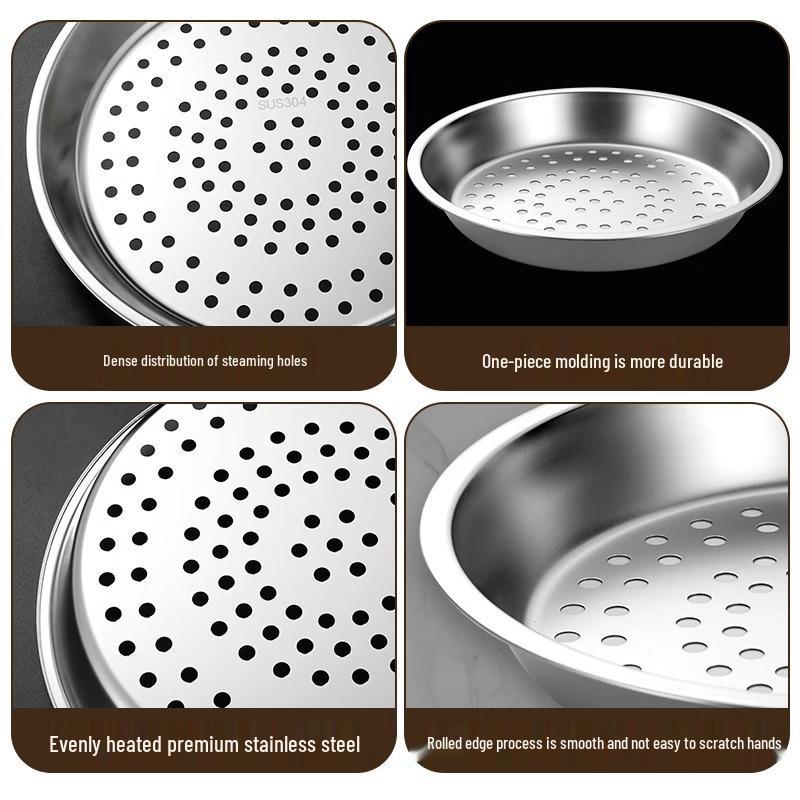 304 Stainless Steel Steamer Basket - Thick, High-Temperature Resistant Steaming Rack for Wok