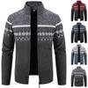 Men's Korean Cross-Border Jacquard Slim Stand Collar Cardigan Sweater