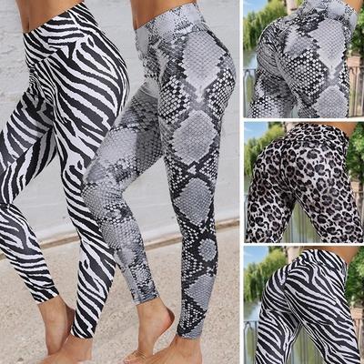 Damen High Waist Yogahose Leopardenmuster Leggings Workout Fitness Activewear