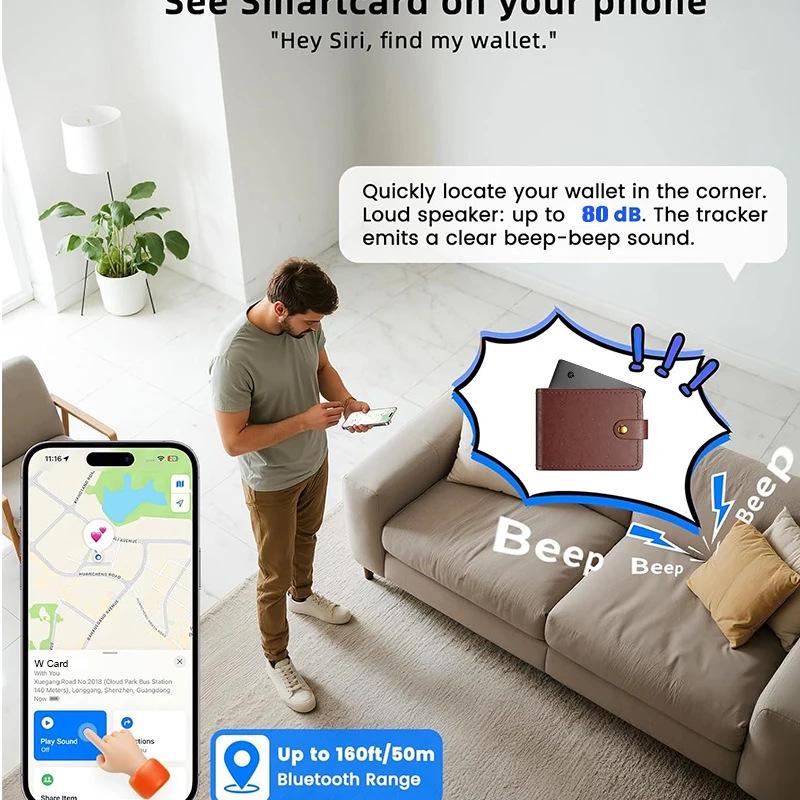 Smart Card-Style Anti-Loss Tracker: Compatible with Find My for Mobile Wallets, Keys, and Luggage - Global Positioning Enabled