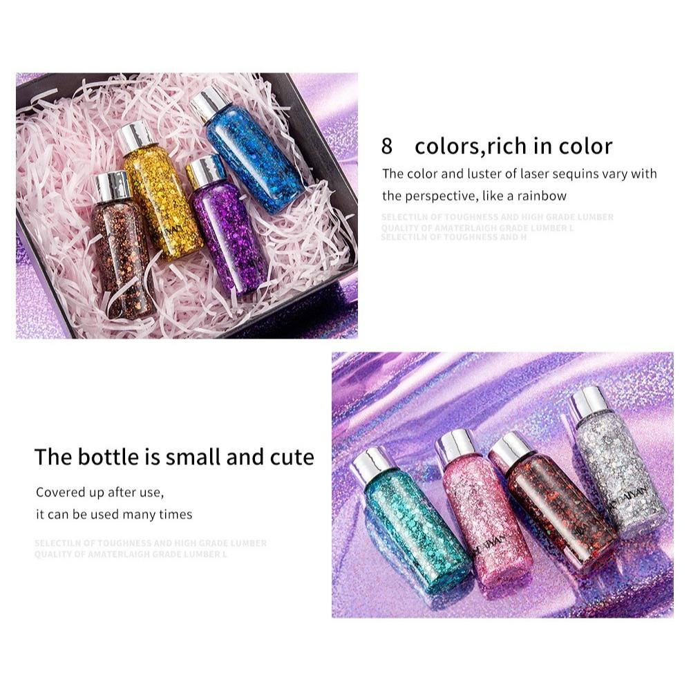 HANDAIYAN Chunky Glitter Body Gel, Holographic Face & Hair Shimmer Liquid Sequin Gel, Sparkle Festival Makeup for Stage Party Dance