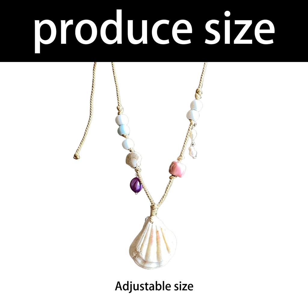 Natural Shell Beaded Necklace Summer Beach Jewelry Adjustable Clavicle Chain For Women Vacation Accessories