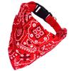 Pet Collar Bandana Adjustable Breathable Skin Friendly Triangular Print Dog Collar with Scarf for Cat Rabbit Red L