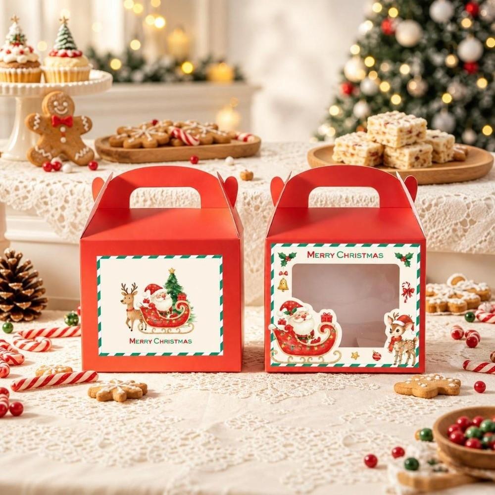 5pcs Clear Window Christmas Gift Box Christmas Gift Wrapping Box  For Christmas Parties Gift