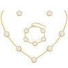 Ensemble collier, bracelet, boucles d'oreilles couleur Or 18 carats pour femmes, Pendentif fleur en acier inoxydable, Cadeau d'anniversaire pour Maman, Épouse, Petite amie