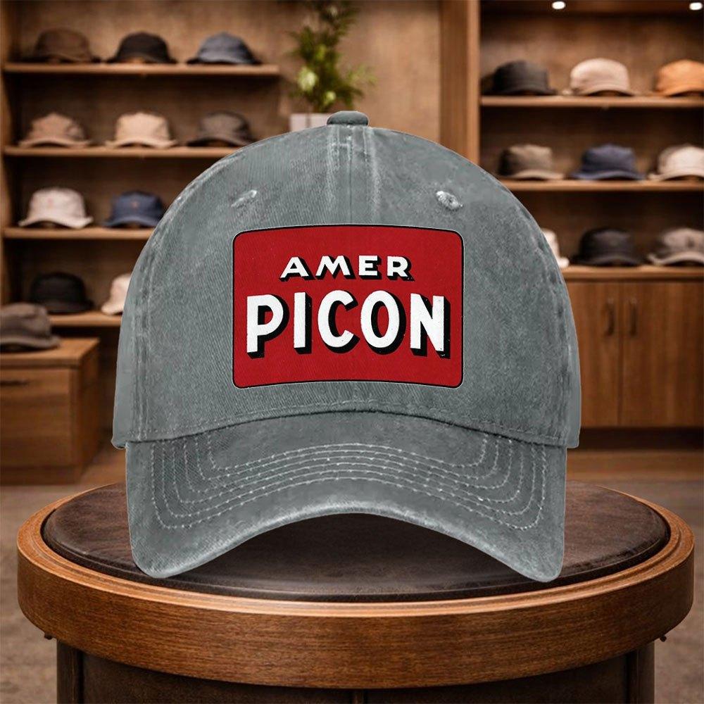 A MenS AmericanStyle PICON Red Vintage Logo Baseball Cap Adjustable for Outdoor Fashion Casual Wear Urban Style Lightweigh