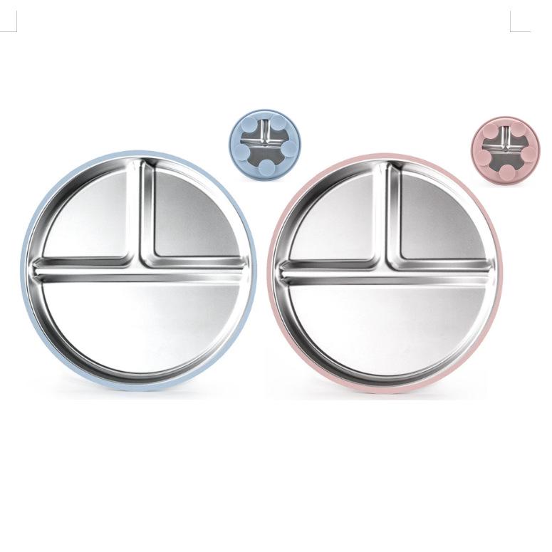 Stainless Steel Divided Children's Plate with Silicone Suction & Non-Slip Heat Insulation