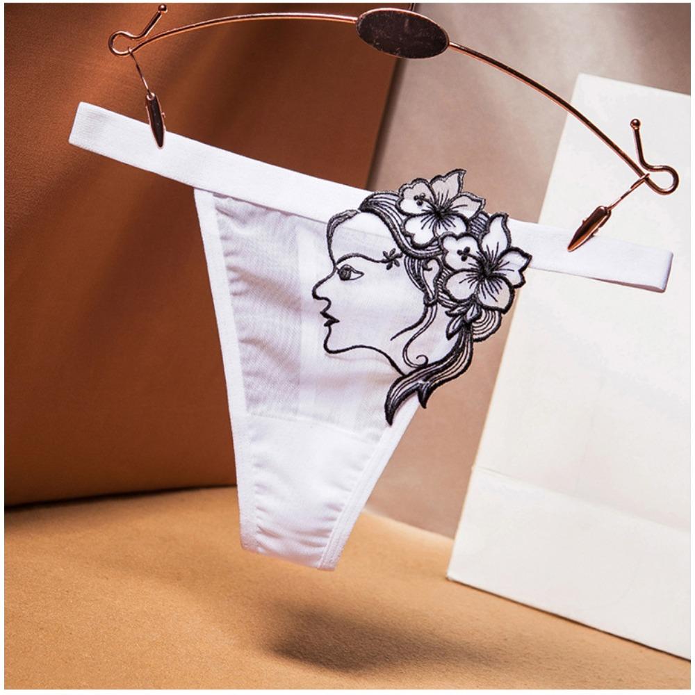 Fashion Seamless Underwear Women's Comfortable Wide Edge Sexy Oily Jacquard Perspective Mesh Low Waist Temptation Thong 2286