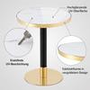 Modern Round Side Table, Marble-Look Tabletop with Golden Rim, Sturdy Metal Frame in Black/Gold, Ideal as Coffee Table, Nightstand or Balcony Table