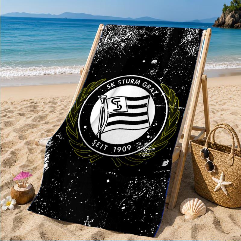 Toalla de Playa de Microfibra Estampada con el Escudo del Sturm Graz, Suave y Absorbente, Secado Rápido, Ideal para Viajes de Verano, Esencial para la Playa, Piscina