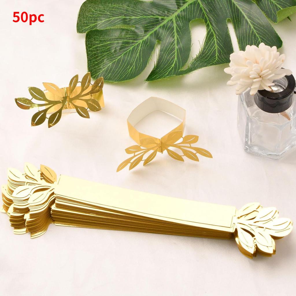 50Pc/Set Butterfly Napkin Rings Laser Cut Foil Paper Disposable Napkin Holder For Wedding Party Banquet Dinner Table Decor