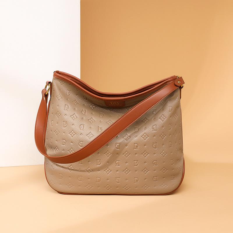 Leather Women'S Autumn Cowhide Fashionable And Simple Women'S Bags Shoulder Crossbody Large Capacity Bucket Bag