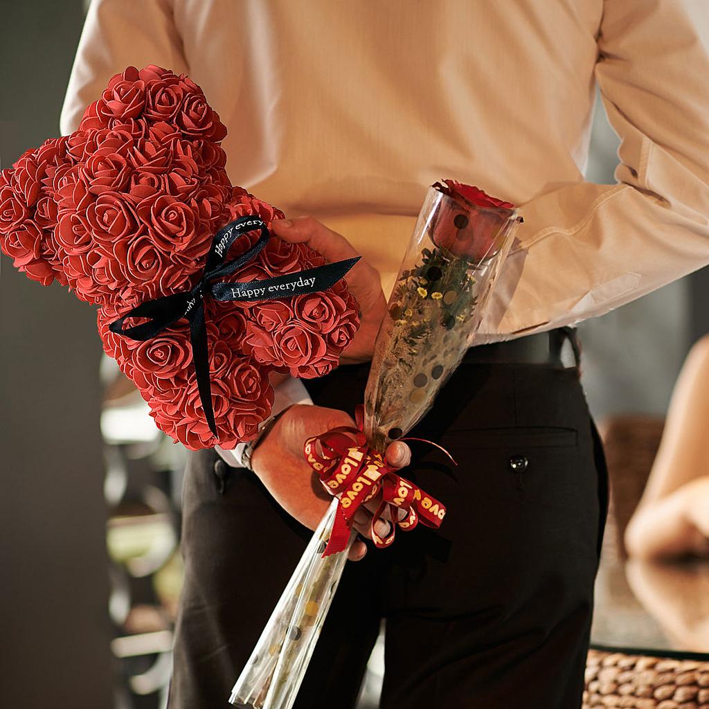 Romantic Artificial Rose Flower Teddy Bear Valentine s Day Gift