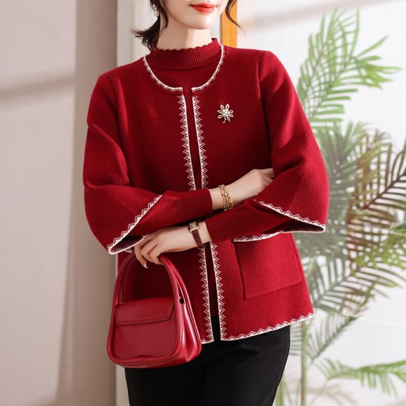 

XUEXI Мамин осенний вязаный кардиган и топ 2XL