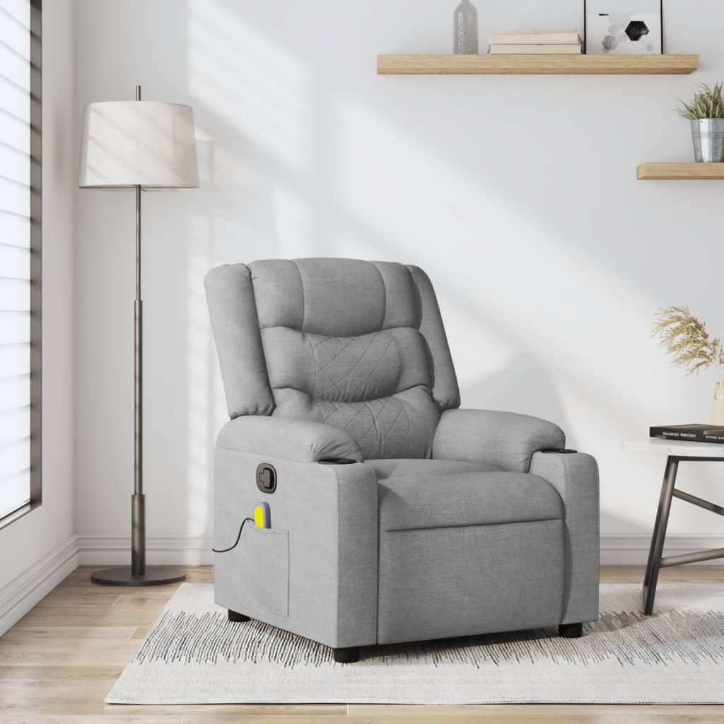 Vidaxl Ausklappbarer Massagesessel, Hellgrau, Mit Stoff bezogen
