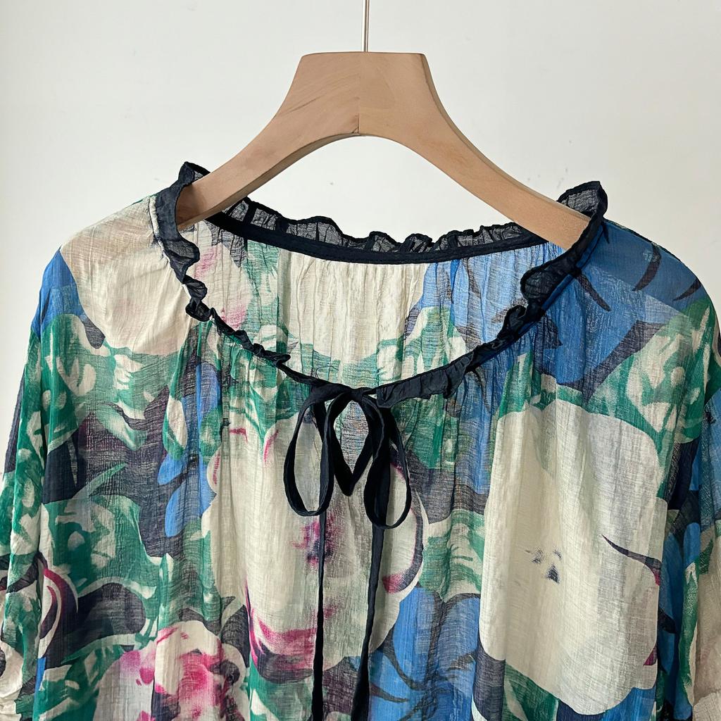 DIMANAF 2025 New Summer Women Linen T-Shirt Flower Short Sleeve Basic Fashion O-Neck Tops Tees Loose Tees