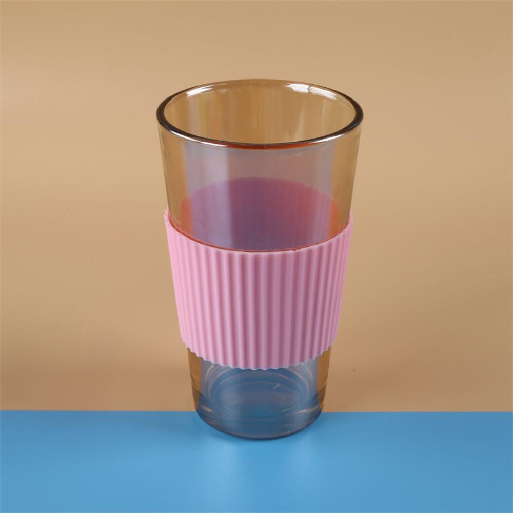 

Anti -scald Silicone Cup Sleeve Vertical Stripes Cup Cover Household Mug Sleeve Glass розовый