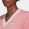 Adidas Originals Trefoil Logo Print V-Neck Long Sleeve Dress Women Dresses Pink IB2050