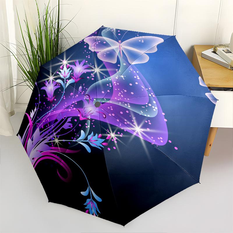 Enchanted Garden: Fantasy Butterfly & Flower Wall Art PrintUmbrella, Christmas Gift F6