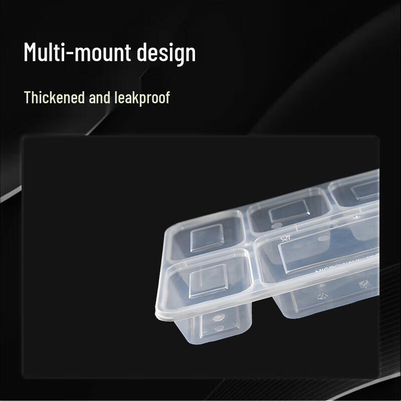 Ningzhao Korean Style 5-Compartment Disposable Meal Prep Containers, 1250ml