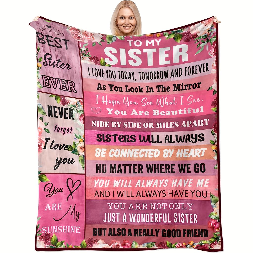 1 Plush Soft Flannel Blanket - Perfect Sister Gift - Cozy Couch Throw Nap - Ideal for Home, Office And Couch Comfort