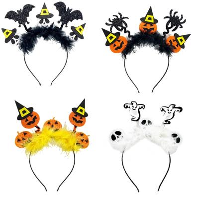 Adult Teens Headband Wing&Skull&Pumpkin Shape Hair Hoop Halloween Party Headpiece Woman Girls Cosplay Costume Hairband