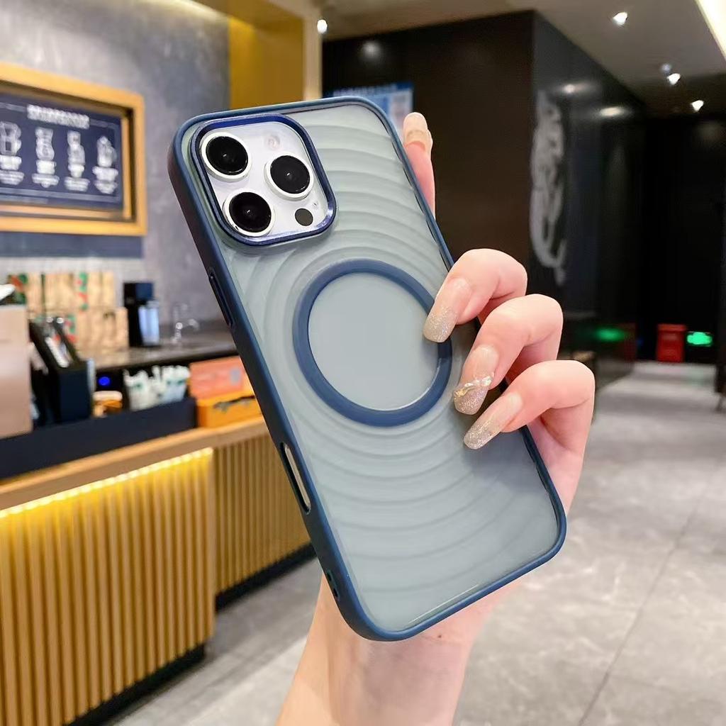 Wavy Matte Magnetic Apple 16promax Phone Case, Simple 15 Shockproof 14 Protective Cover