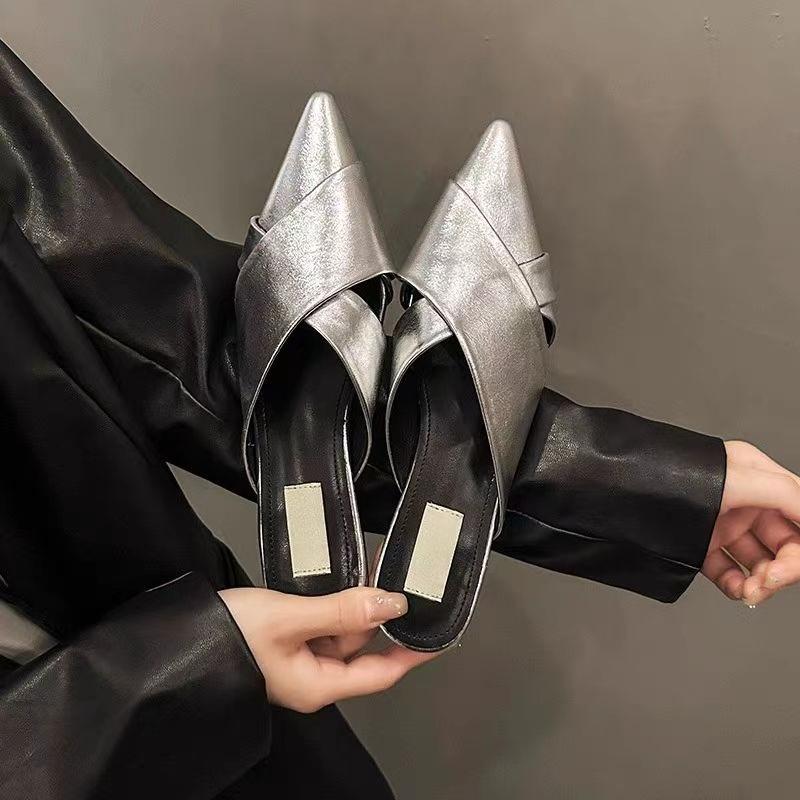 Fashion Flats Pointed Toe Women Slippers Sexy Party Mules Shoes Casual New Sandals 2025 Fashion Slingback Summer Shoes Woman Flip Flops