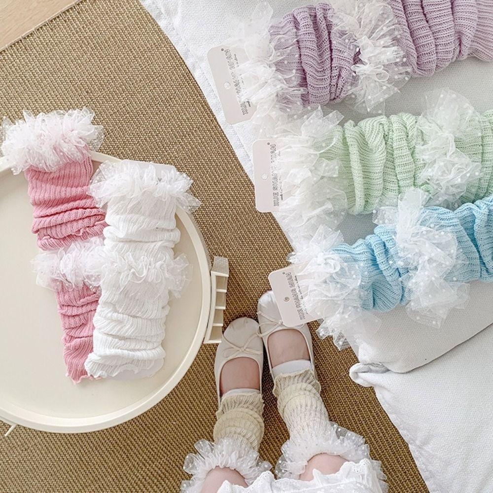 Ballet Style Sweet Leg Warmer Cotton Open Toe Socks Comfortable Knee High Ruffle Socks  Women