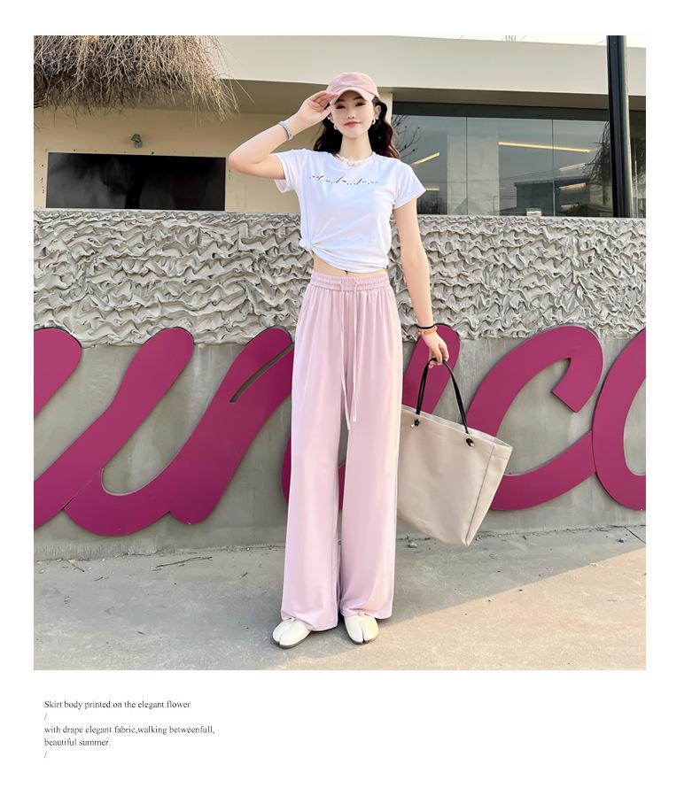 Women's Summer High-Waisted Wide-Leg Slimming Drape Pants - Cool, Casual, Floor-Length, and Loose-Fitting