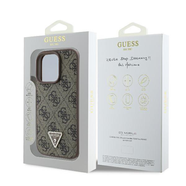 Guess Guhcp16Xp4Tdpw Iphone 16 Pro Max6.9 Brązowy/Brown Hardcase Leather 4G Triangle Strass